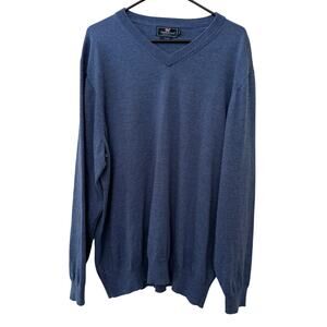 Vineyard Vines Performance Merino Wool Blue V-Neck Knit Sweater Preppy Office-M